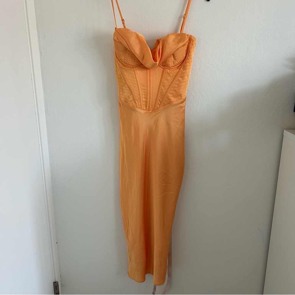 House of CB Myrna Tangerine Satin Corset Dress size XS